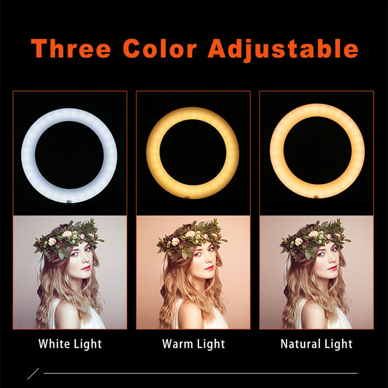 26cm/16cm Protable Led Selfie Ring Light For Youtube Live Streaming Studio Video Dimmable Photography Lighting With USB Cable