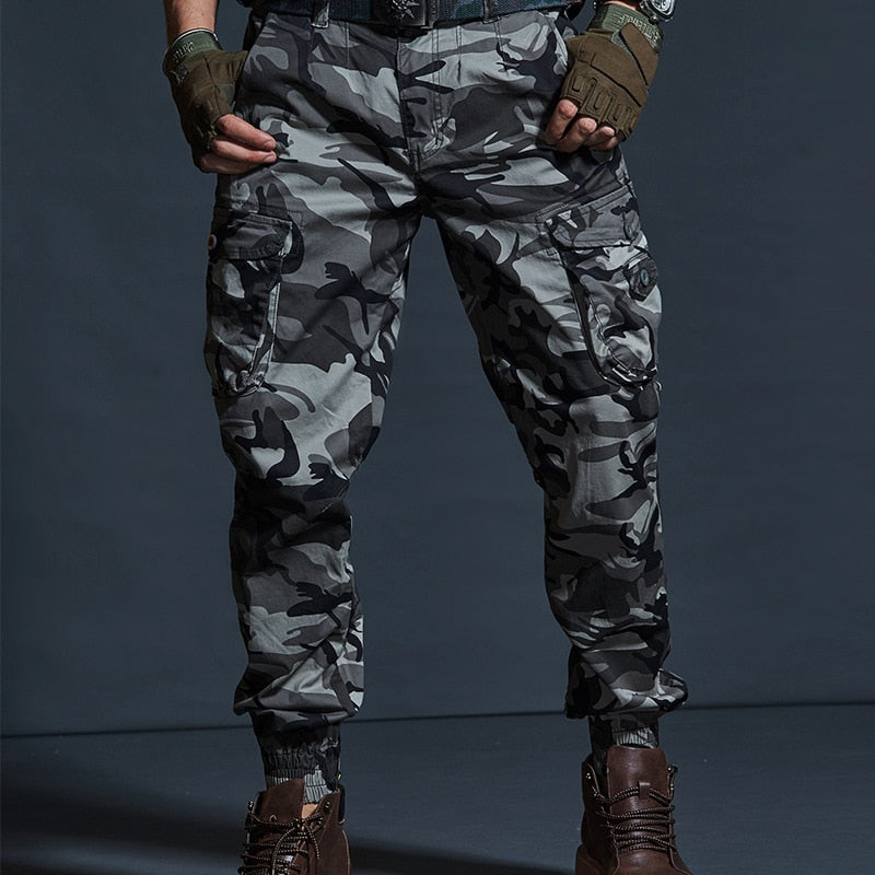 Military Tactical Pants Mens Joggers Camouflage Cargo Casual Pants Male 100% Cotton Multi-Pocket Fashions Large size Trousers