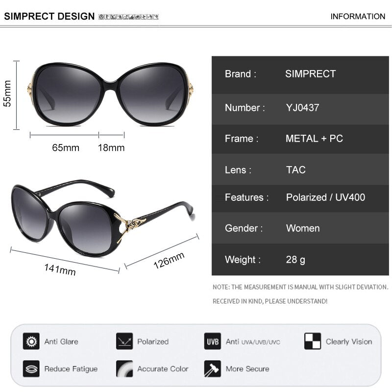 SIMPRECT Runde polarisierte Sonnenbrille Frauen 2022 Vintage Retro übergroße Sonnenbrille Luxusmarke Designer UV400 Shades für Frauen