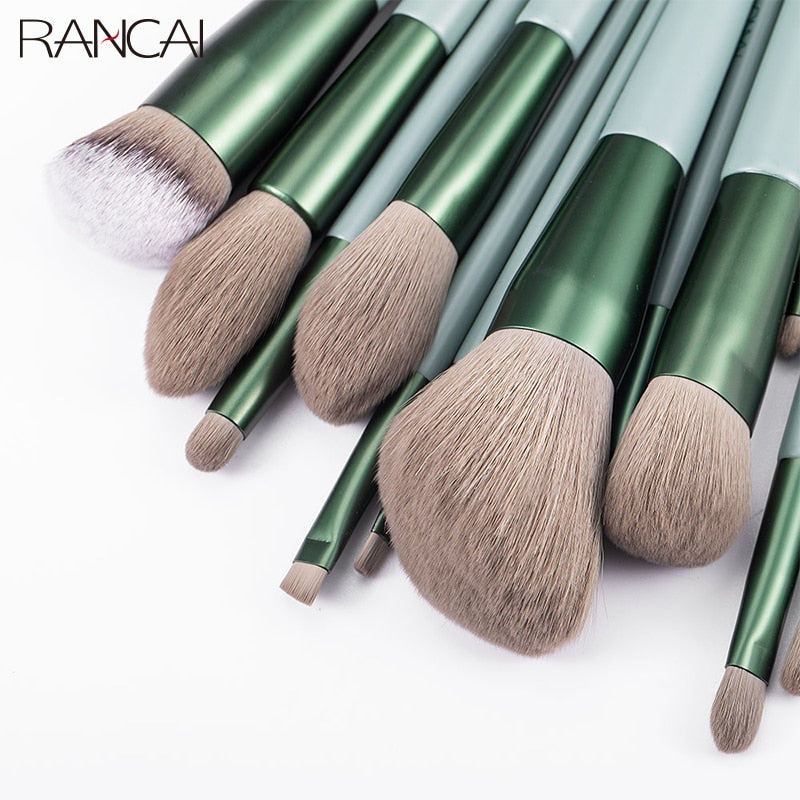RANCAI 13pcs Cosmetics Makeup Brushes Set Large Loose Powder Foundation Highlight Contour EyeShadow Oblique Eyebrow Soft Hair