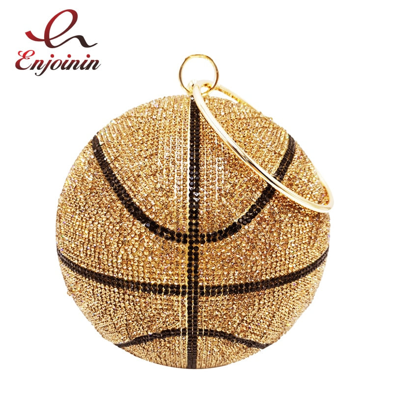 Luxury Basketball Diamond Party Evening Bag Purses and Handbag for Women Ball Shape Shoulder Bag Clutch Designer Crossbody Bag