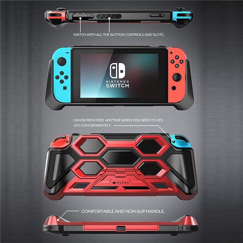 For Nintendo Switch Case MUMBA Battle Series Heavy Duty Grip Cover For Nintendo Switch Console with Comfort Padded Hand Grips