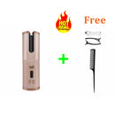 Cordless Auto Rotating Ceramic Hair Curler USB Rechargeable Curling Iron LCD Display Temperature Adjustable Curling Wave Styler