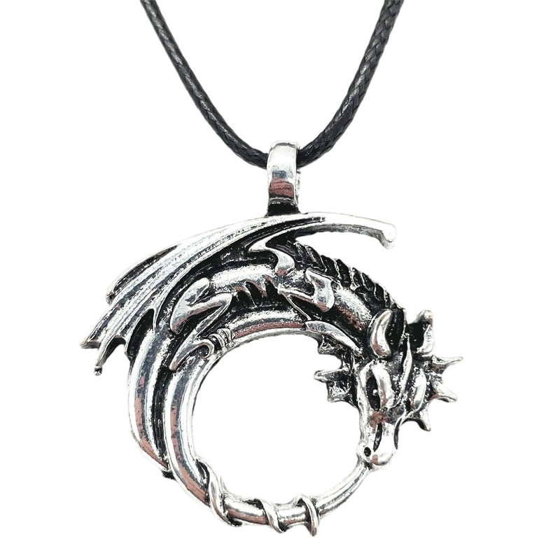 Goth Ouroboros Norse Vintage Dragon Halskette Anhänger Gothic Wikinger Zubehör Amulett Wikinger Runen Schmuck Halsketten Damen Herren