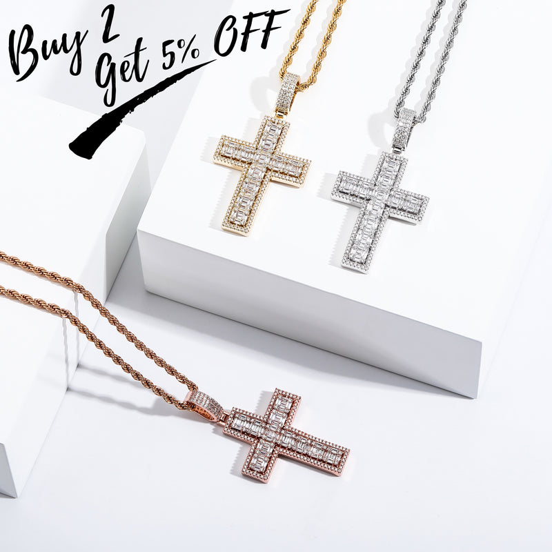 TOPGRILLZ Hip Hop High Quality Cross Pendant Necklace Iced Out Full Micro Pave Cubic Zirconia Pendant Fashion Jewelry For Gift