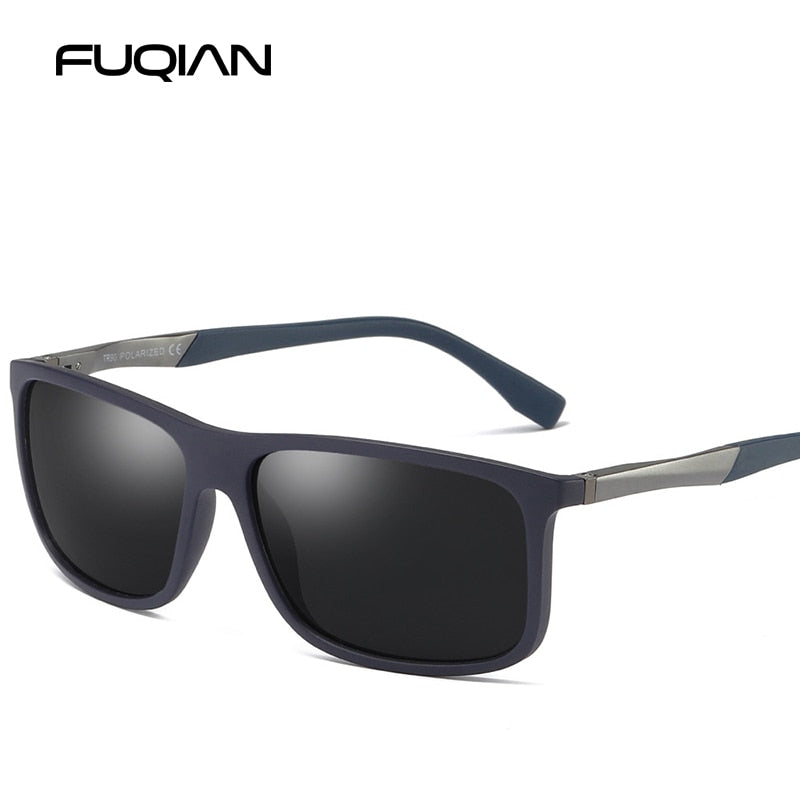 FUQIAN Brand Designer TR90 Square Polarized Men Sunglasses Ultra Light Sun Glasses Male Vintage Driving Eyewear