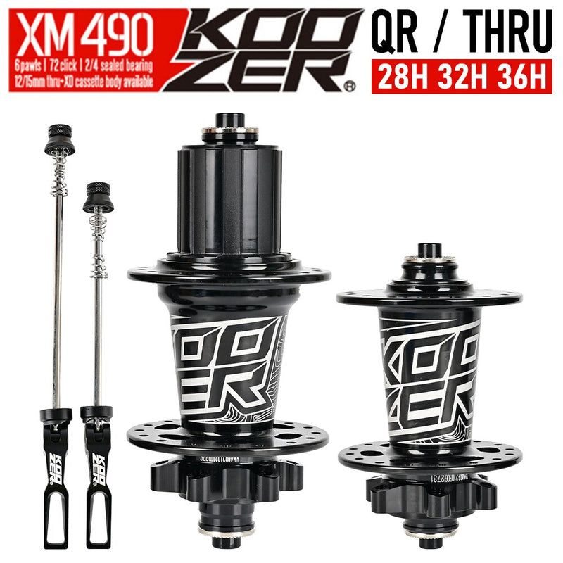 Koozer XM490 Hubs 4 Bearing MTB Mountain Bike Hub Front Rear QR or Thru 28/32/36 Holes Disc Brake Bicycle Hub 8 9 10 11 12Speed
