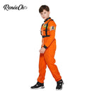 Reneecho Kids Space Astronaut Costume Boys Orange Astronaut Cosplay Sliver Spaceman Costume For Halloween