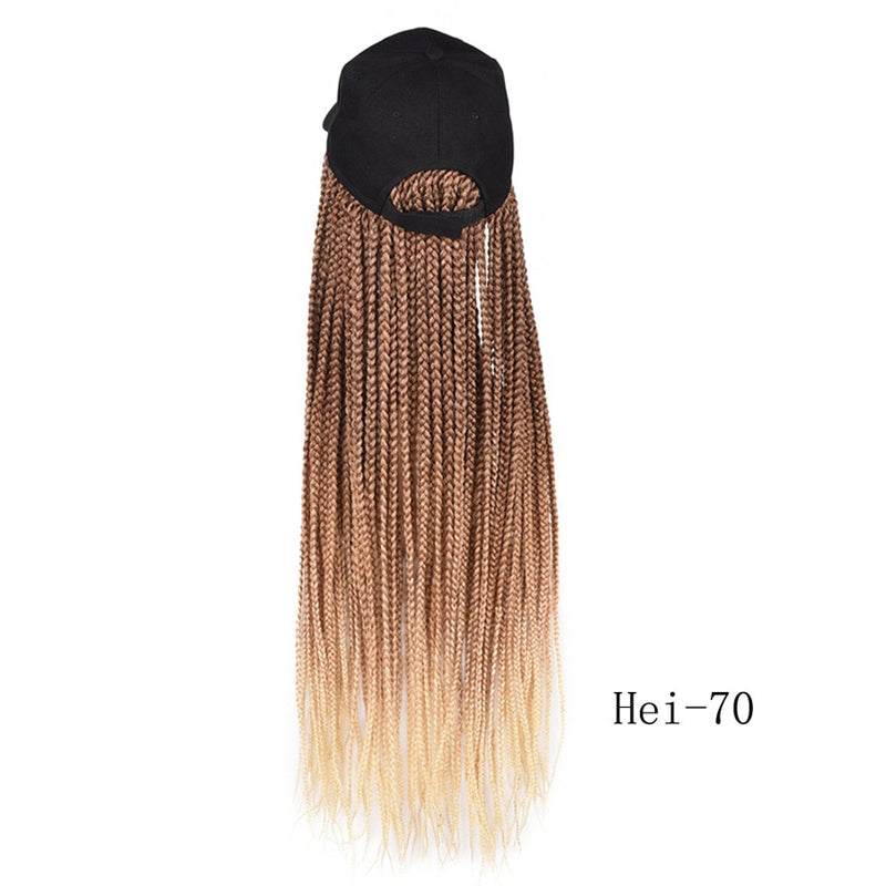 Caja trenzas gorra de béisbol peluca 24 pulgadas largo sintético trenza pelucas sombrero con extensiones de cabello trenzado para mujeres negras tamaño ajustable