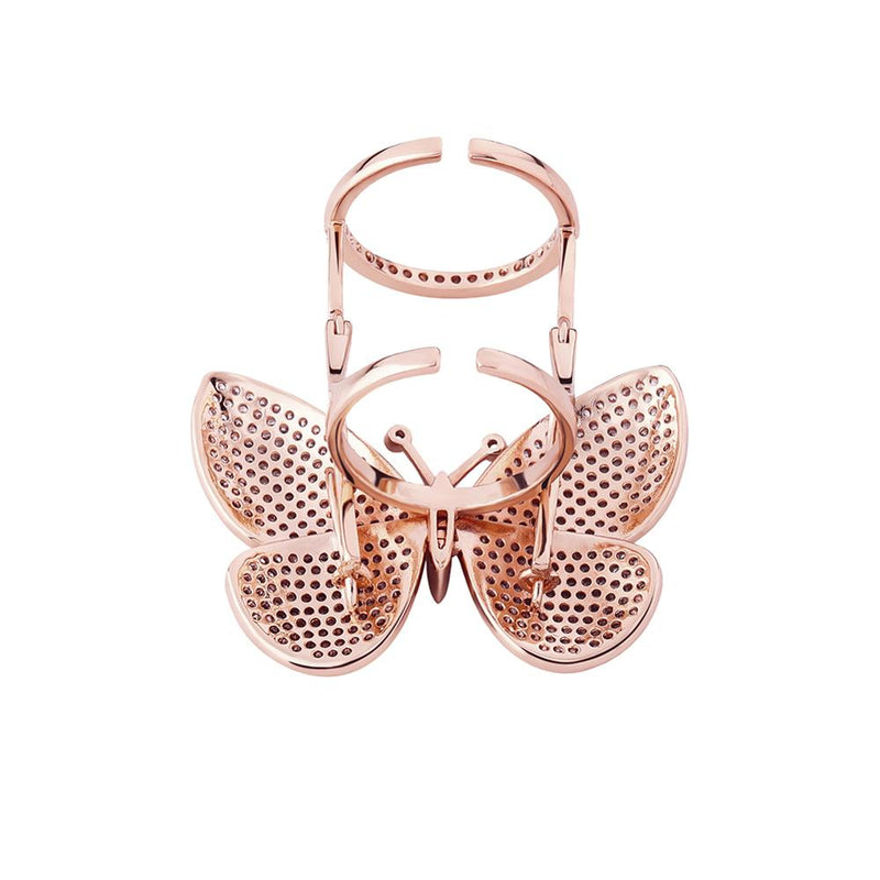 TOPGRILLZ Adjustable Butterfly Ring Movable Wings Ring Women Iced Out Cubic Zirconia Ring Fashion Charm Women Jewelry For Gift