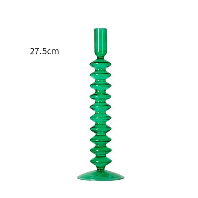 Handmade European Vintage Glass Candlestick Romantic Dinner Decoration For Home Wedding Candle Holder Rod Wax Candelabrum Gift