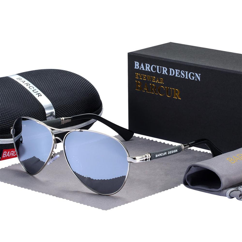 BARCUR Design Titanium Alloy Sunglasses Polarized Men&