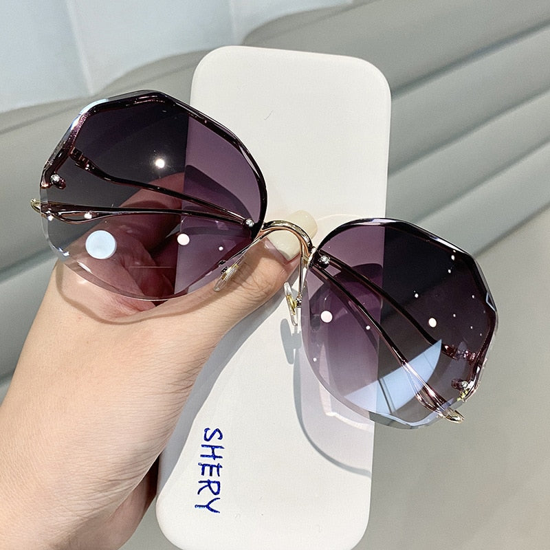 2022 Rimless Sunglasses Fashion Sunglasses Women Tide Vasos Decorativos Luxury Lunette De Soleil Femme Vintage Zonnebril Dames