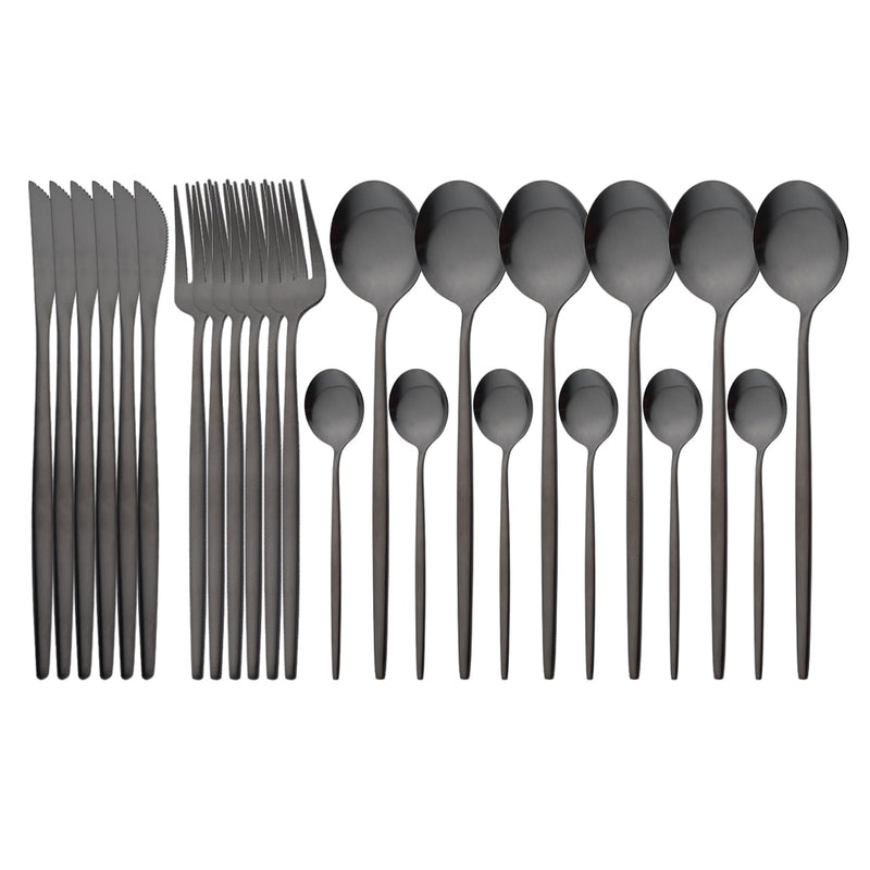 24 Stücke Gold Matt Geschirr Besteck Set Edelstahl Besteck Set Dinner Kniffe Gabel Löffel Besteck Set Küchengeschirr