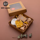 Let‘s Make 1 Set Baby Teether Toys Pacifier Clips Chain Beech Wooden Rattles Bunny Ear Bracelet Baby Gift For Children‘s Product