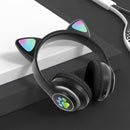 Cat Ear Wireless Headphones Blue-tooth 5.0 RGB Earphones Bass Noise Cancelling Adults Kids Girl Headset Support TF Card Mic