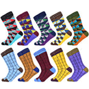 Hot Sale Men Socks 2020 New Colorful Gifts for Men Cotton Mens Socks Geometric Lattice Classic Happy Business Casual  Socks Men