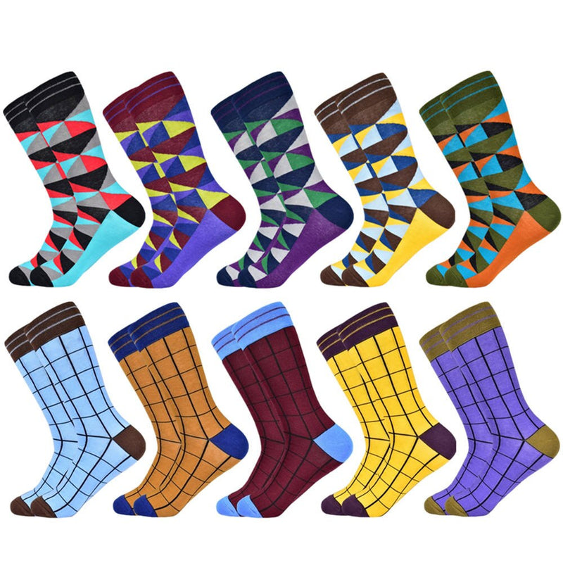 Gran oferta de calcetines para hombre 2020 nuevos regalos coloridos para hombre calcetines de algodón para hombre entramado geométrico clásico feliz negocios calcetines casuales para hombre