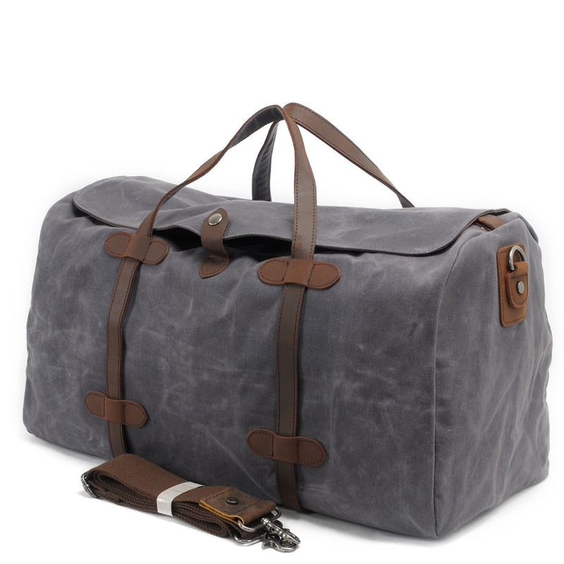 MUCHUAN Vintage puro algodón lona cuero viaje Duffle bolsas de gran capacidad fin de semana bolsa de noche hombres equipaje de mano grande