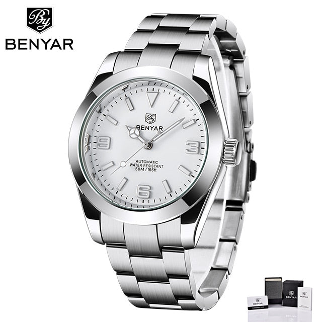 BENYAR 2023 New Stainless Steel Automatic Men Watches Top Brand Waterproof Luxury Men Mechanical Wristwatch Relogio Masculino