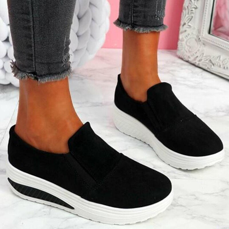 Women Sneakers Solid Color Flats Platform Lightweight Ladies Shoes Comfort Slip On Shallow Tennis Female Loafers Mujer Zapatos