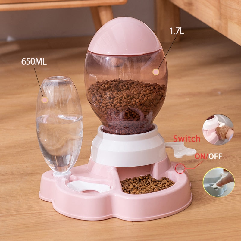 1.7L Pet Dog Cat Automatic Feeder Bowl for Cats Drinker Water 650ml Bottle Kitten Bowls Dogs Food Feeding Container Supplies