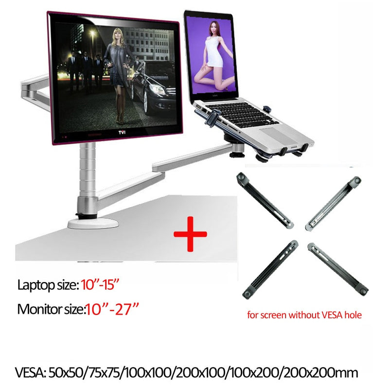 OA-7X Multimedia-Desktop-Doppelarm 27-Zoll-LCD-Monior-Halter + Laptop-Halter-Ständertisch Vollbeweglicher Doppelmonitor-Halterungsarmständer