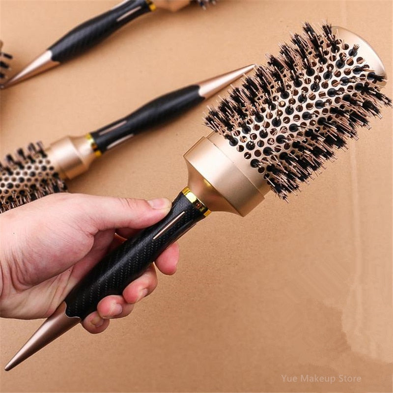 Professional 4 Sizes Round Hair Comb Hairdressing Curling Hair Brushes Comb Ceramic Iron Barrel Comb Salon Styling Tools 30#