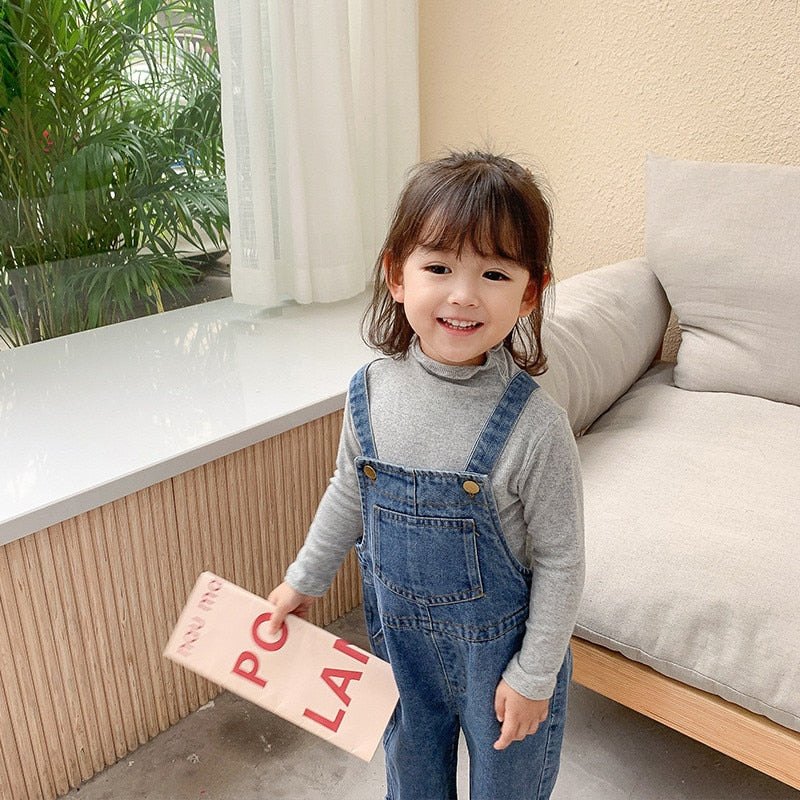 Kinder Overall Jungen Mädchen Denim Hosen 2020 Neue Frühling Herbst Allgleiches Jeans Kleinkind Kinder Lose Overalls