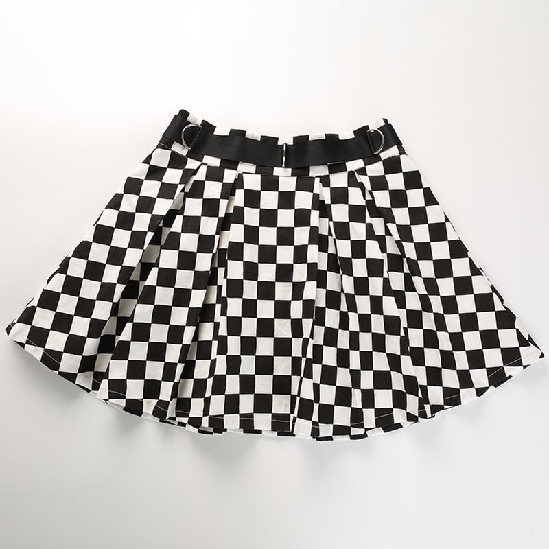 DICLOUD 2019 Pleated Checkerboard Skirts Womens Harajuku High Waisted Skirt Casual Dancing Korean Sweat Short Summer Mini Skirts