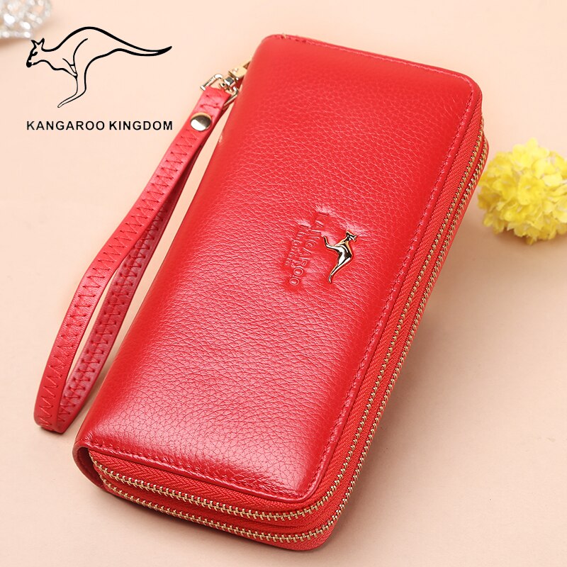 KANGAROO KINGDOM brand fashion women wallets genuine leather long zipper female clutch purse wallet