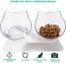Non-Slip Cat Bowl Transparent Durable Pet Double Bowls With Raised Stand For Cats Dog Food Feeder Drink Water Bowl Pets Supplies