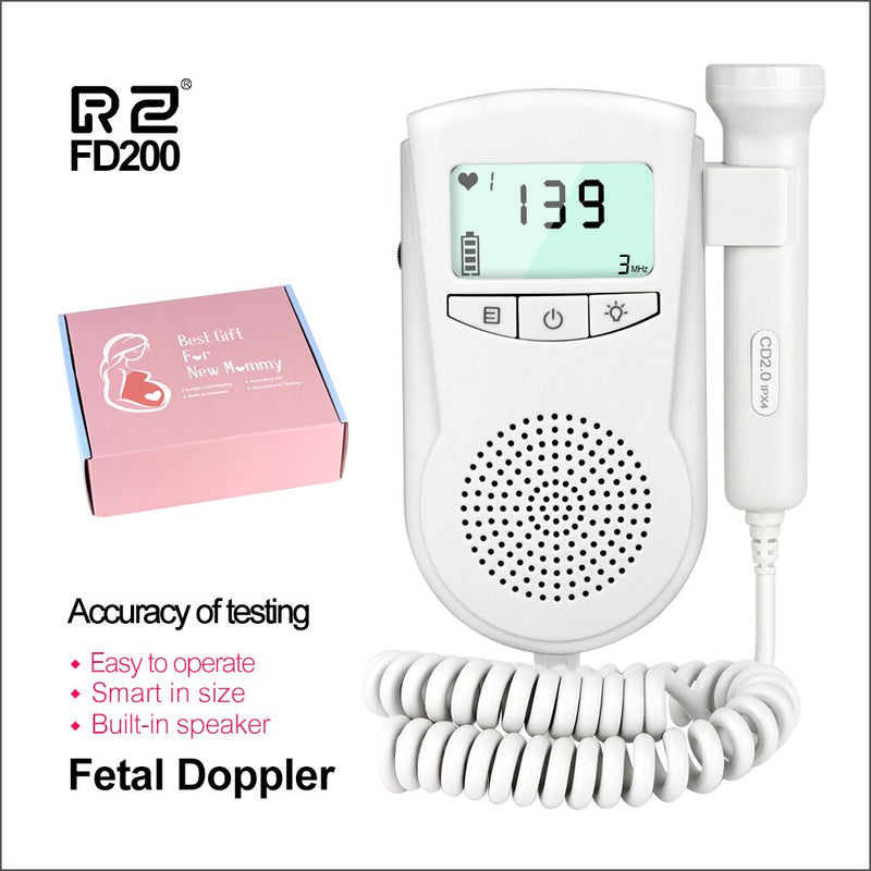 Mini Doppler Fetal RZ, Detector de latidos cardíacos con sonido de ultrasonido para bebés, Monitor Prenatal con auricular, estetoscopio Doppler Fetal