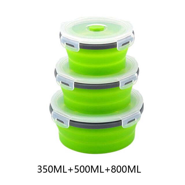 Food Storage Containers With Lids Silicone Collapsible BPA Free Lunch Fruit Salad Box Set reezer Microwavable