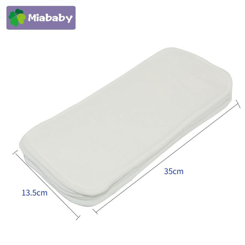 Miababy 5/10 pcs 4 layers Bamboo Cotton Cloth Diaper Insert Washable Cloth Nappy for Baby Diapers 35*13.5cm Baby diaper