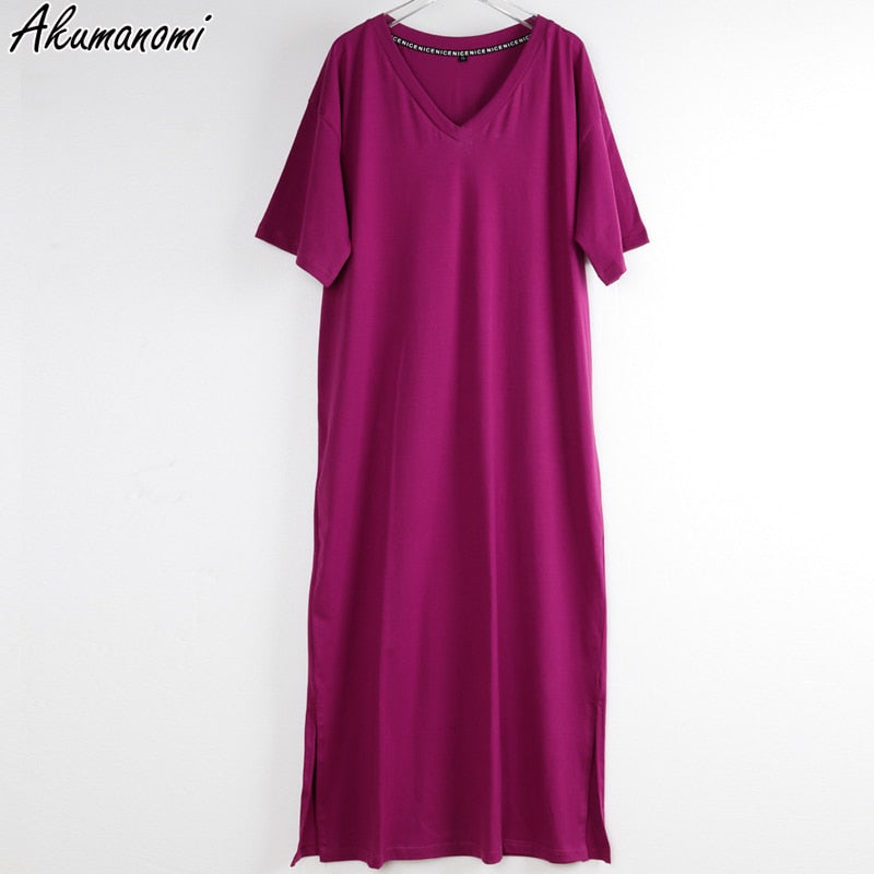 Vestido largo de mujer de talla grande con cuello en V de gran tamaño 4xl 5xl 6xl 7xl 8xl 9xl 10xl verano Casual suelto largo coreano Harajuku vestidos bohemios