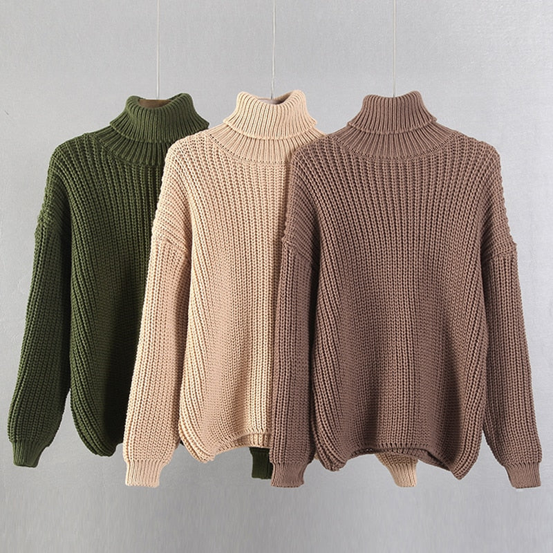 Hirsionsan Turtle Neck Sweater Women 2020 New Korean Elegant Solid Cashmere Soft Oversized Thick Warm Female Pullovers Tops