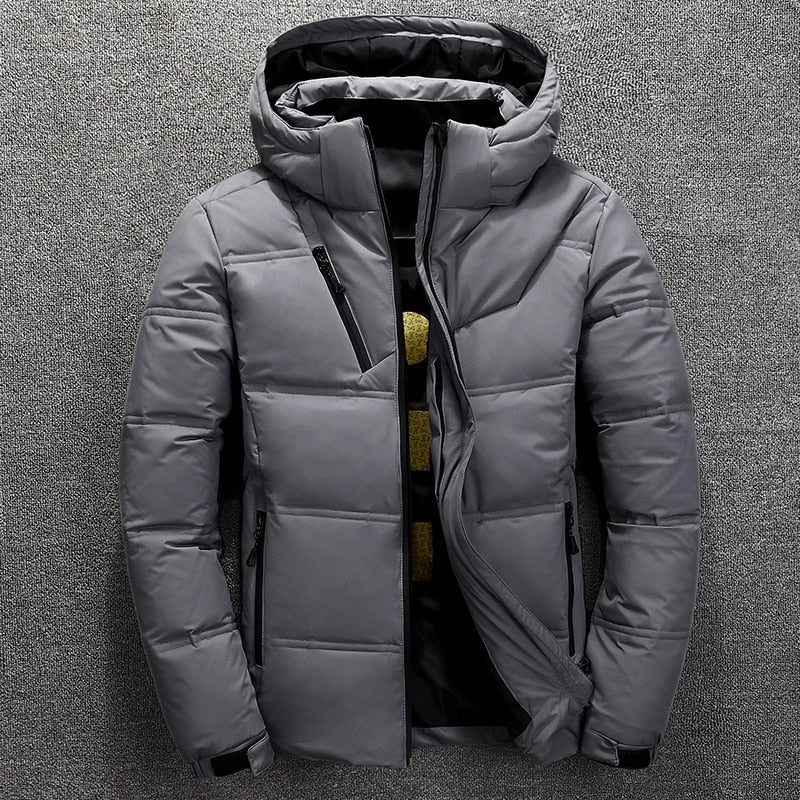 Chaqueta de plumón de pato blanco para hombre, chaqueta acolchada gruesa con capucha cálida para invierno, abrigo de alta calidad, Parka, chaquetas para hombre
