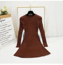 New Women Vintage Dress Auutmn Winter Long Sleeve Slim A Line Short Sweater Dresses Eleagnt Ladies Knitted Robe Vestidos Mujer