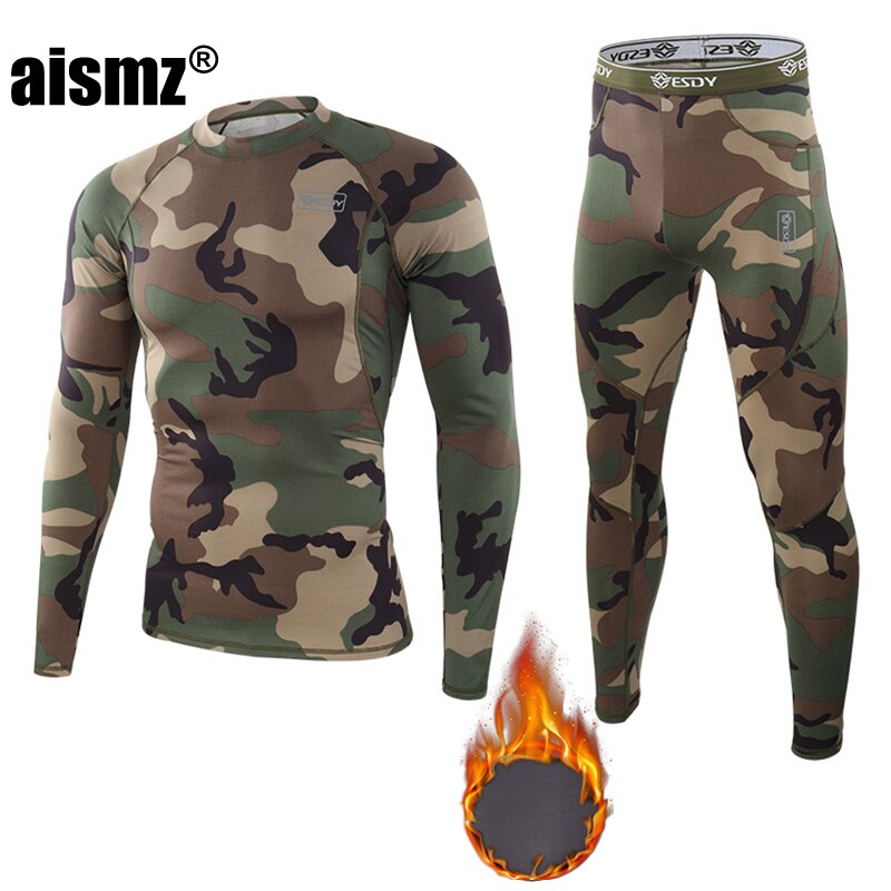 Conjuntos de ropa interior térmica Aismz para hombre de secado rápido antimicrobiano elástico termocompresión polar sudor Fitness Calzoncillos largos cálidos