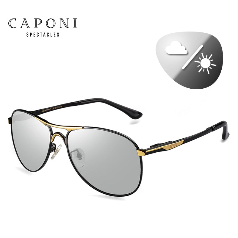 CAPONI Driving Photochromic Hochwertige Sonnenbrille Polarisierte Klassische Marken-Sonnenbrille für Herren oculos de sol masculino BS8722