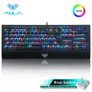AULA RGB Gaming Mechanical Keyboard Blue Black Switch Wired Backlit Keyboard 104 Keys Anti-ghosting for Laptop Desktop PC Gamer