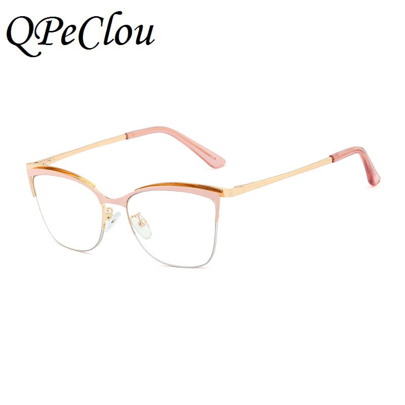 2021 Fashion Square Anti-blue Glasses Frame Women Vintage Metal Optical Transparent Eyeglasses Female No Degree Oculos Feminino