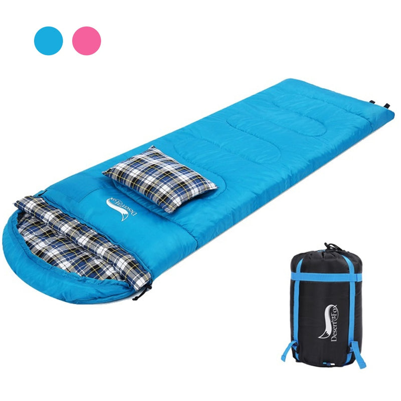 Desert&amp;Fox Weicher Flanell-Schlafsack mit Kissen für Erwachsene Kinder Winterschlafsack Warmfutter Wandern Campingtaschen mit Sack