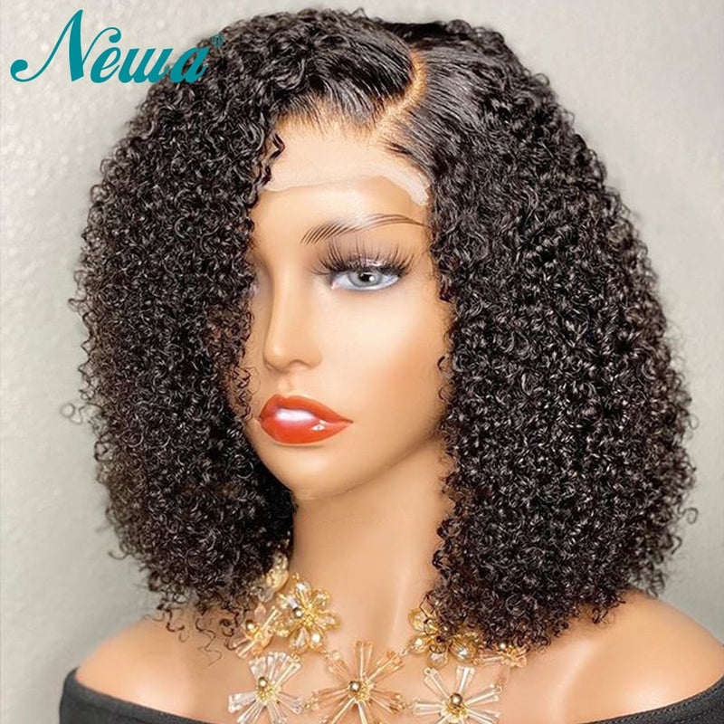 10A Newa Kurze Bob Perücke Ombré Lockiges Echthaar Perücke Vorgezupft 13x6 Brasilianische Lace Front Perücke Highlight 4x4 Closure Perücken für Frauen