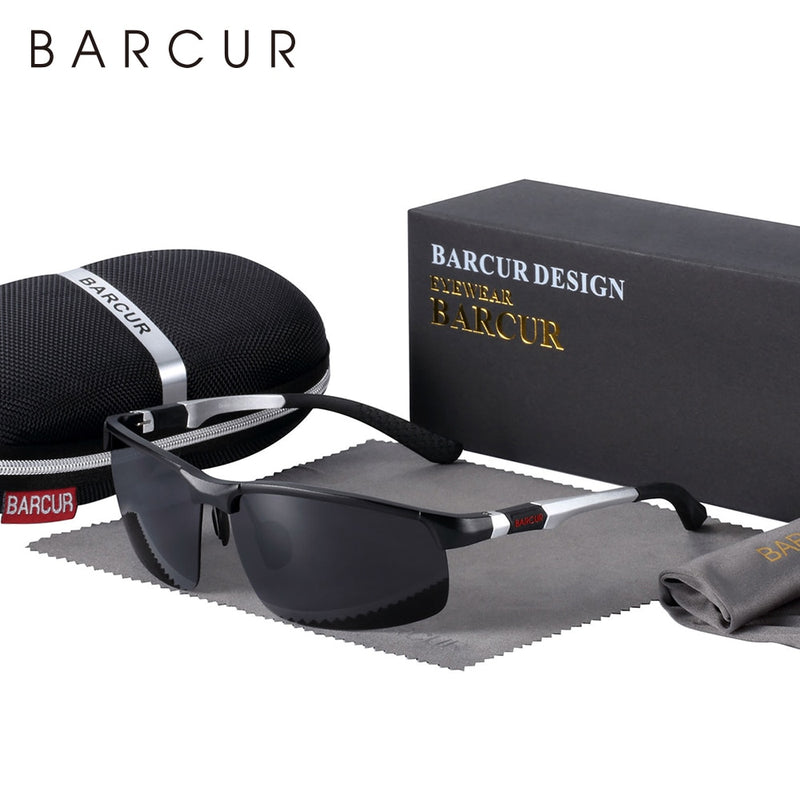 BARCUR Aluminium Magnisium Sport Sonnenbrille Polarisierte Leichte Autofahrerbrille Herren Damen