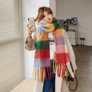 2020 Winter Cashmere Plaid Tassels Shawl Love Thick Braid Rainbow Plaid Color Matching Scarf women