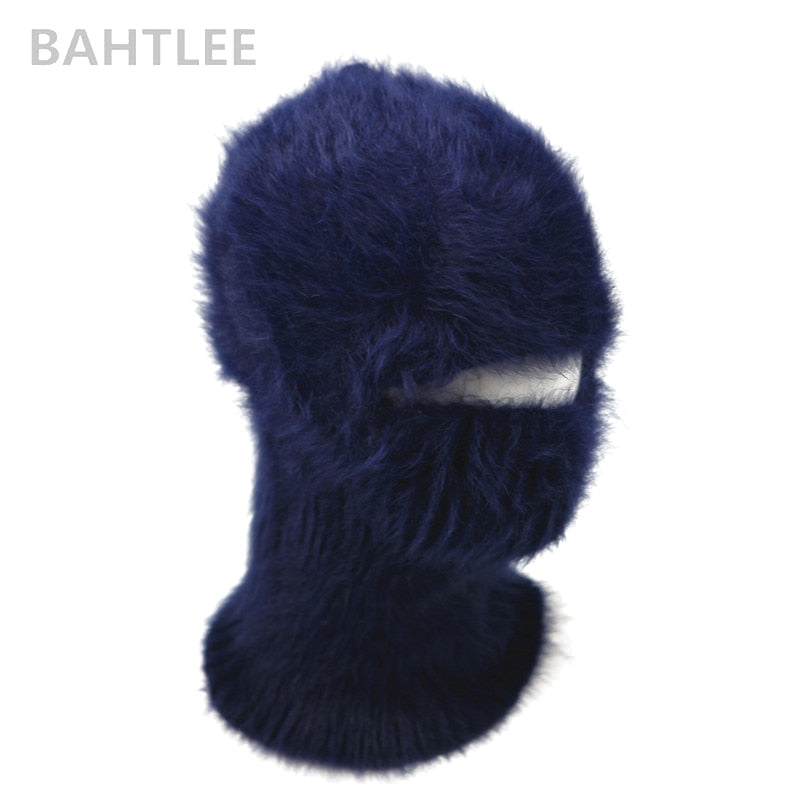 BAHTLEE Winter Ski Mask Balaclava Angora Rabbit Knitted Hat Scarf Neck Warmer For Men Or Women Fleece Cap