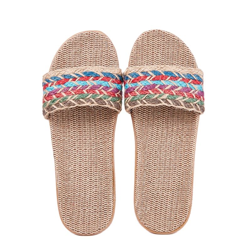 Suihyung Women Slippers Female Casual Flax Slides 13 Colors Linen Belt Ladies Sandals Flip Flops Lovers Summer Indoor Home Shoes