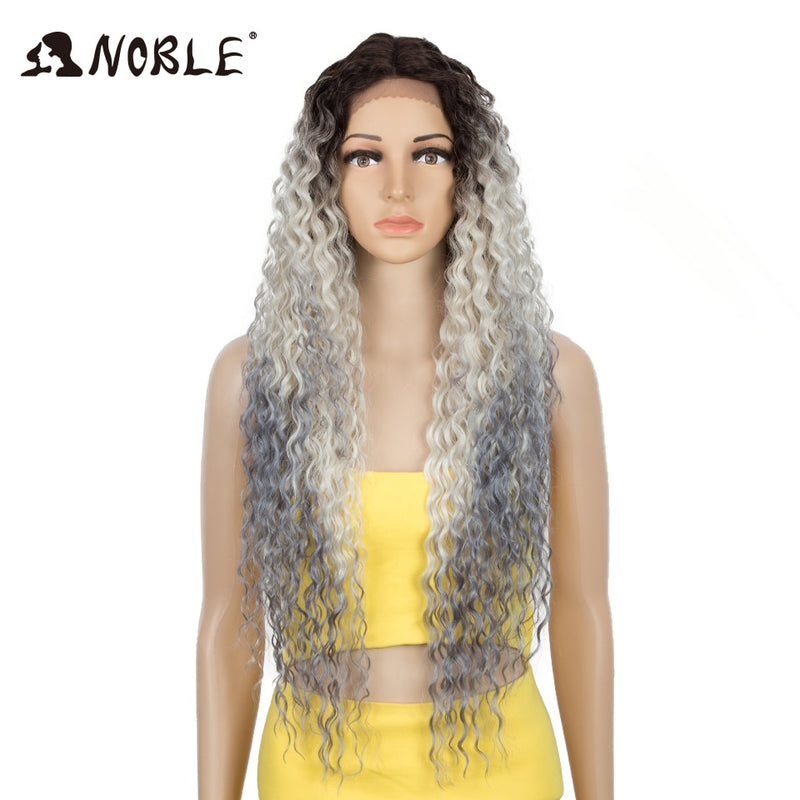 Noble Synthetic Lace Wig Long Wavy Hair 30 Inch Ombre Blonde Wigs For Black Women Blonde Wig Hair Synthetic Lace Wig